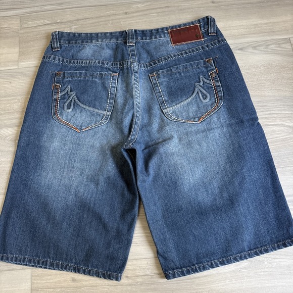 VTG Ecko UNLTD Shorts Mens 36 Blue Denim Baggy Wide Leg Jean Jorts‎ Skater Y2K - Picture 4 of 13